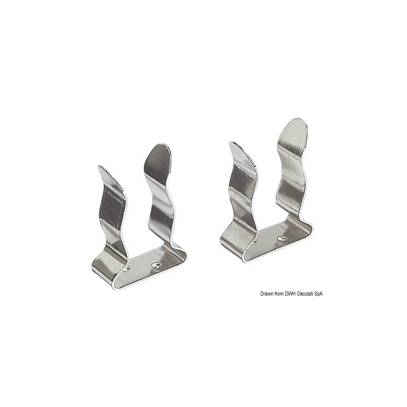 STAINLESS STEEL SPRING CLIPS, SUITABLE FOR HOLDING BOAT HOOKS, FISHING POLES, ETC.