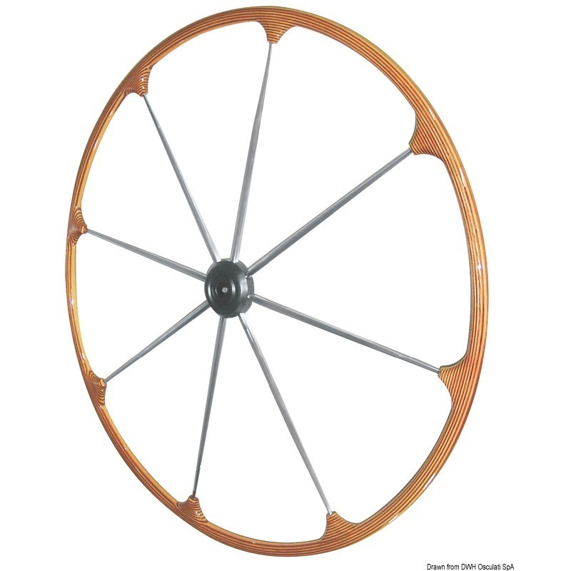 STEERING WHEELS WITH TEAK EXTERNAL WHEEL RIM